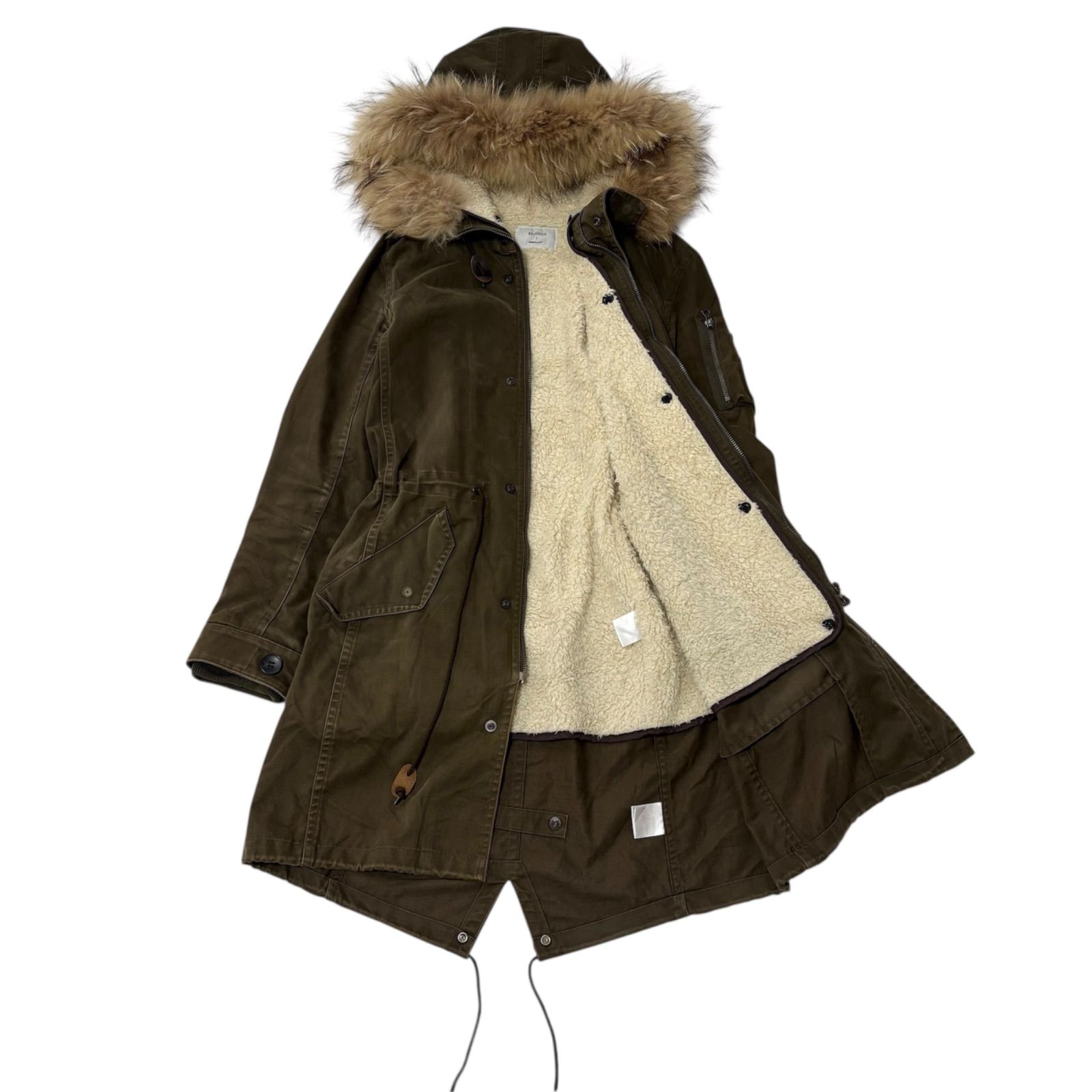 Theory セオリー リアルファー付き モッズコート S カーキ　中綿ライナー 中古・古着通販】theory (セオリー) ライナー付モッズコート グリーン