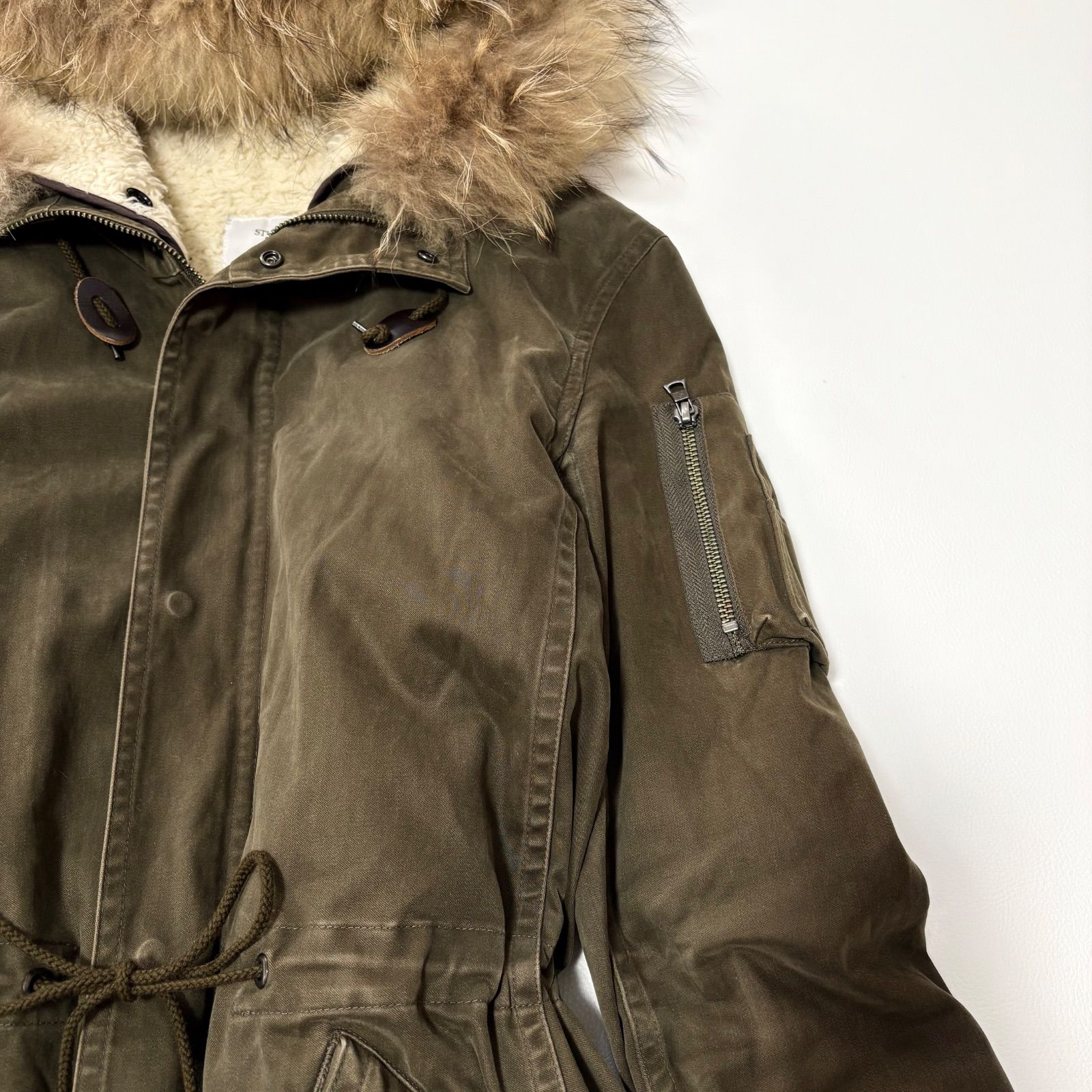 STUDIOUS／ステュディオス】 ファーフード付きモッズコート（着脱ボア