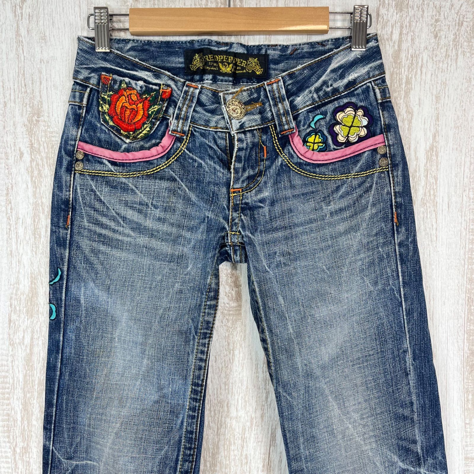 RED PEPPER レッドペッパー 刺繍 ワッペン バラ ツバメ ダメージ加工