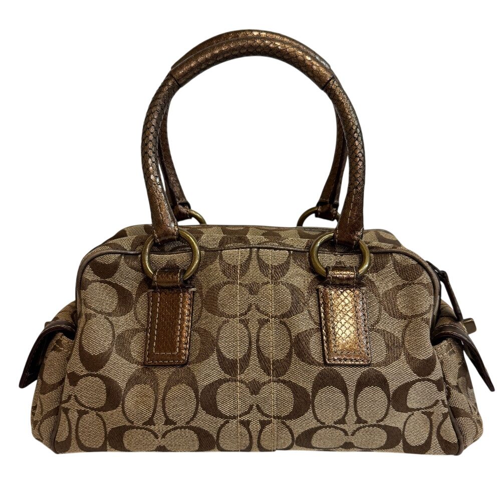 COACH コーチ 8K40 ミニボストン パイソン柄 ハンドバッグ ブラウン  