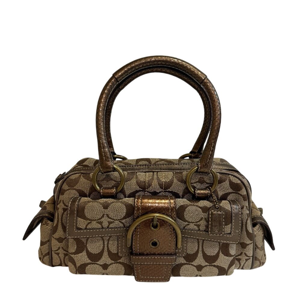 COACH コーチ 8K40 ミニボストン パイソン柄 ハンドバッグ ブラウン