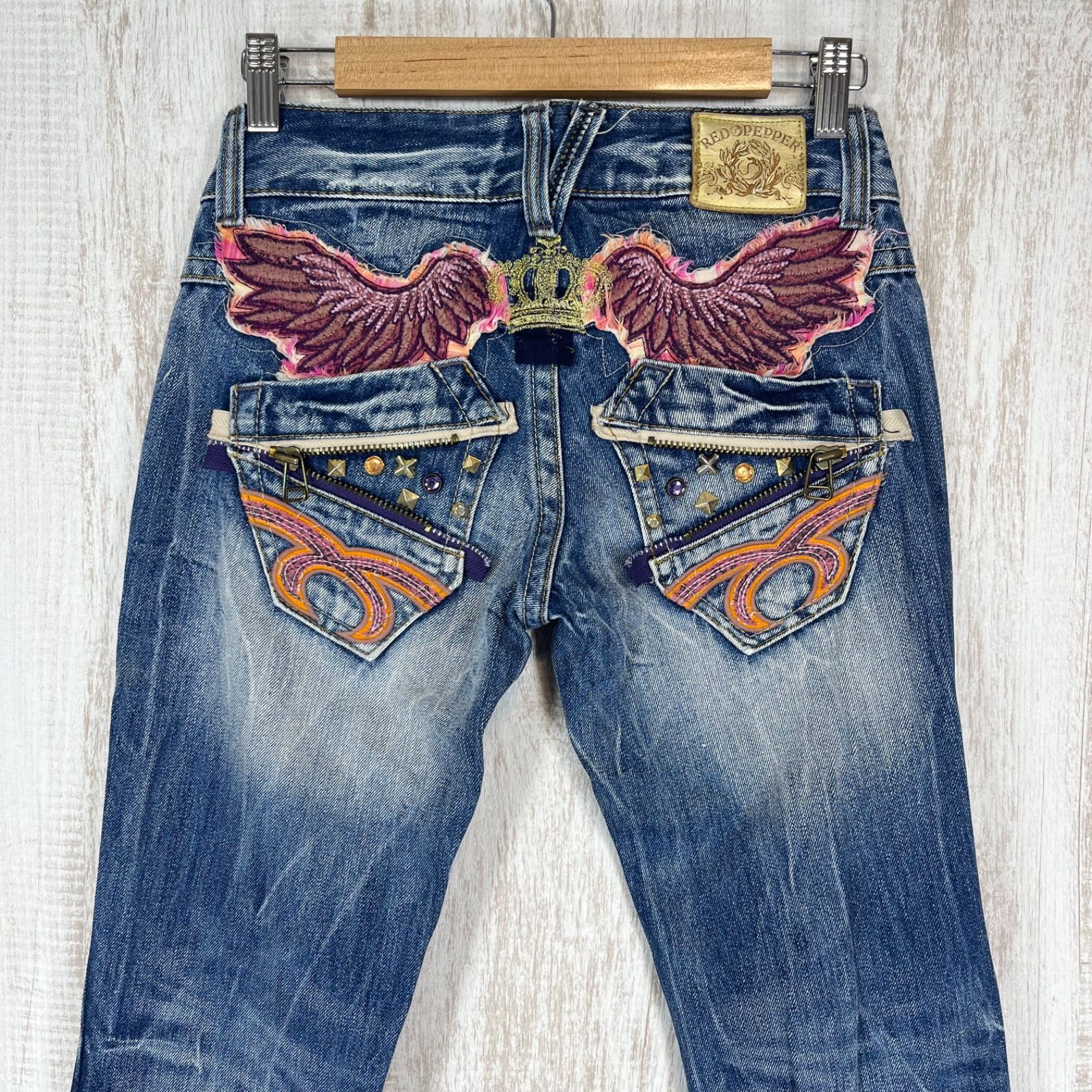 RED PEPPER レッドペッパー ウィング刺繍 スタッズ ワッペン ダメージ