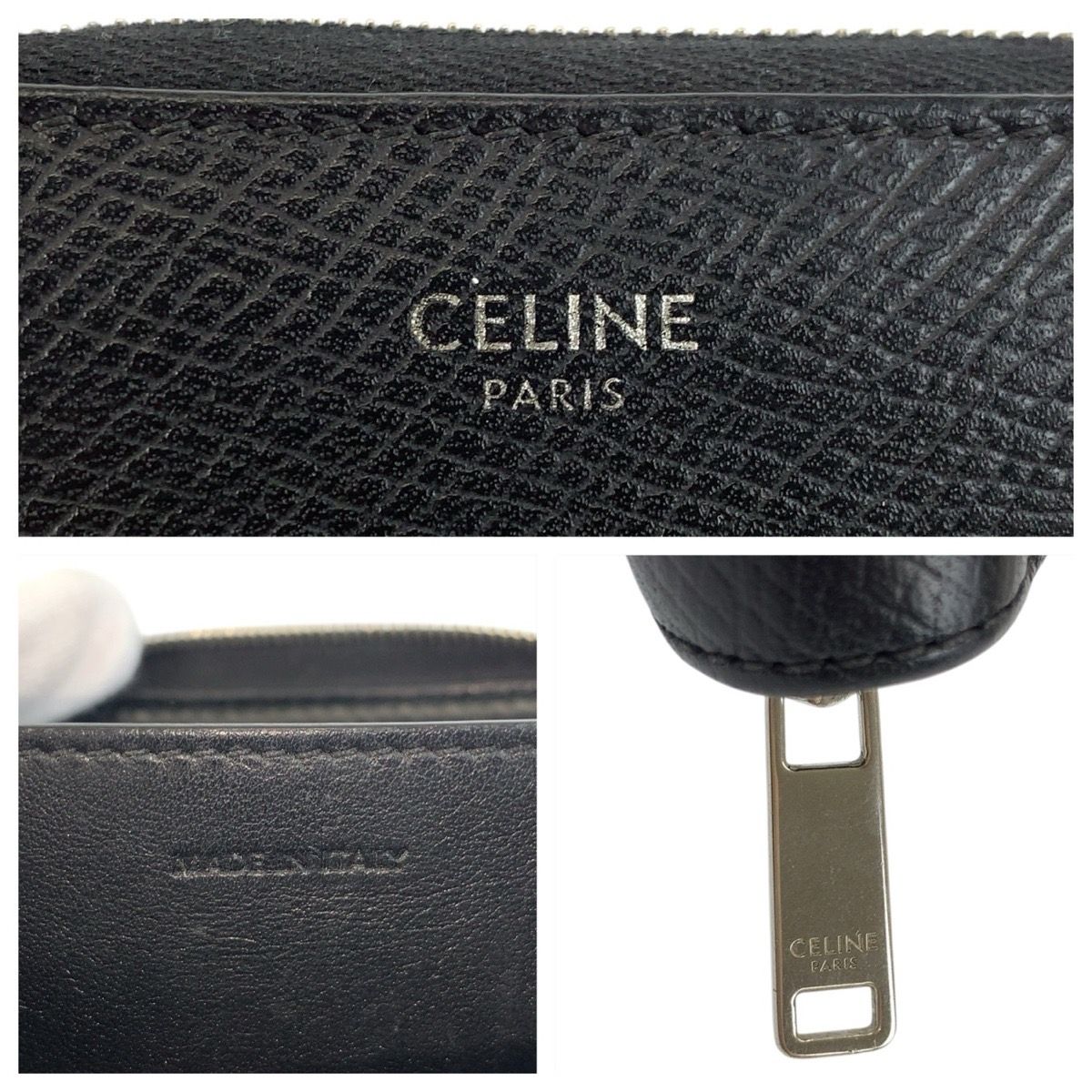 CELINE セリーヌ ブラック 黒 シルバー金具 レザー コインケース 小銭
