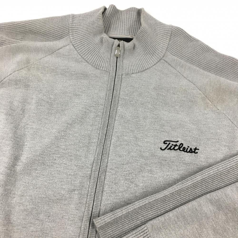 Titleist 防風グレー ジャケット セーターサイズL タイトリスト ニットジャケット グレー ロゴ刺しゅう 裏地付き メンズ