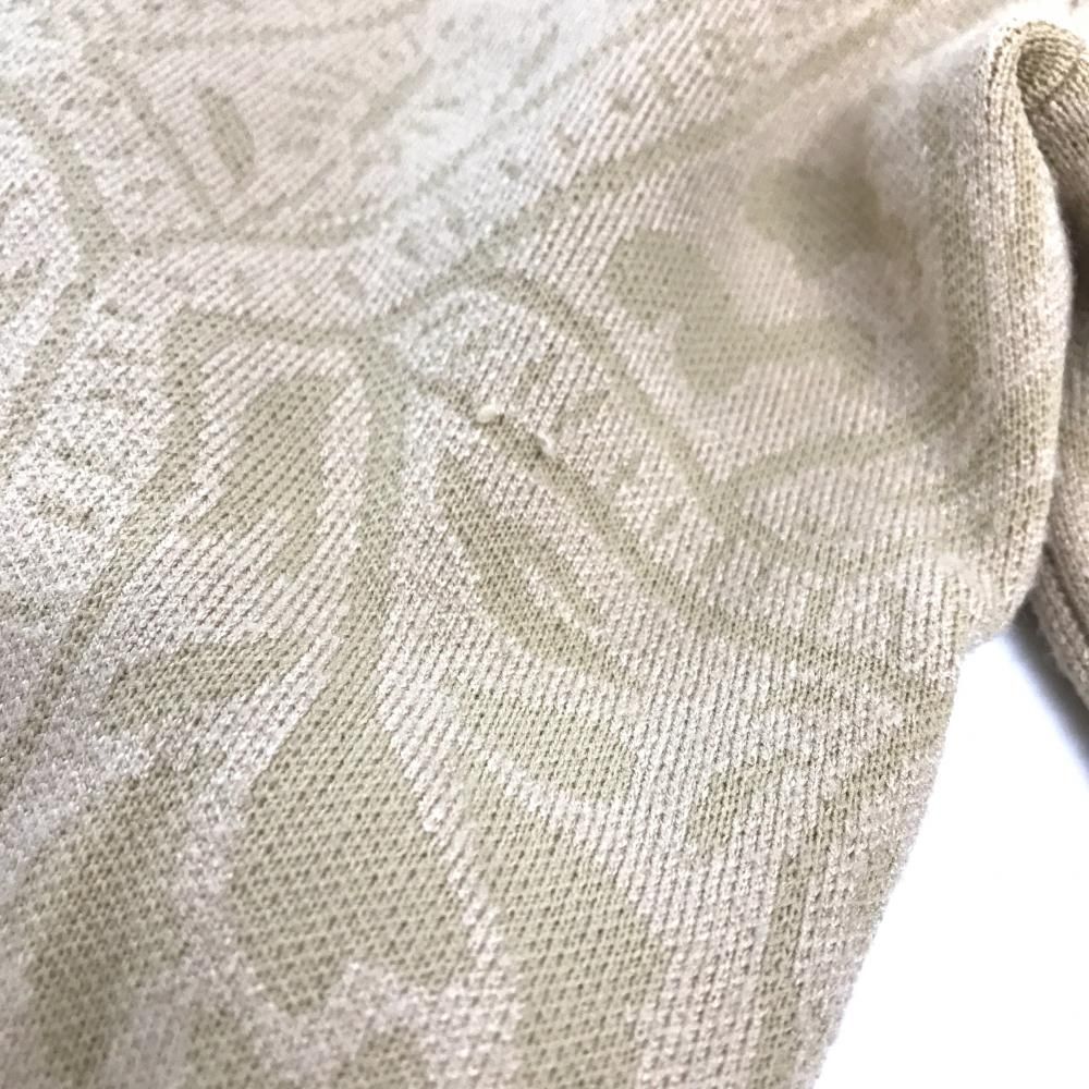 超美品】ビームスゴルフ セーター ベージュ リーフ柄 裏地付き ロゴ