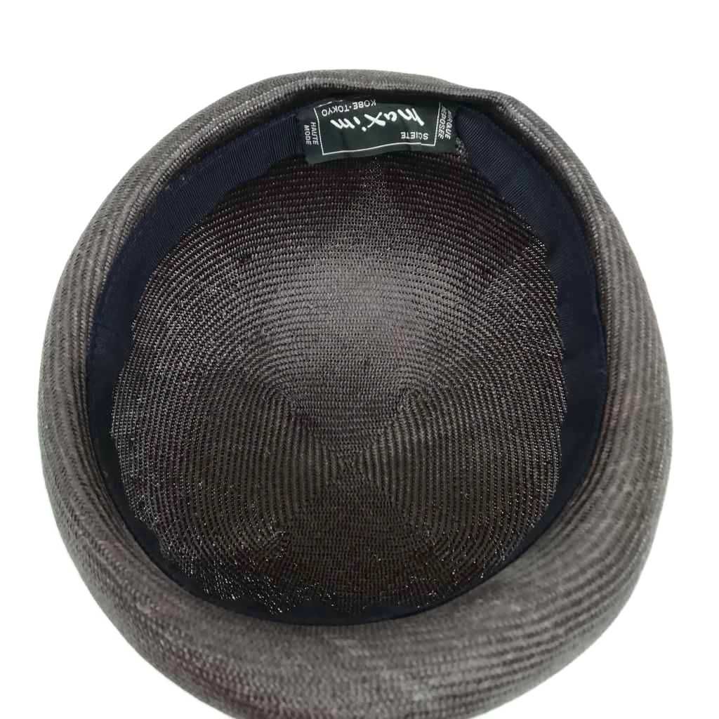 マキシン MAXIM トーク帽 カクテルハット ストロー リボン ブラウン系