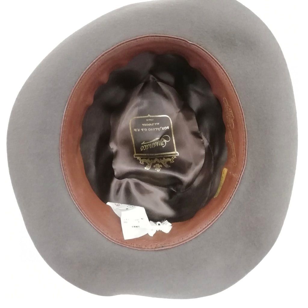 Borsalino 兎 グアナコ 毛 100% 中折れハット 60 ブラウン ボルサリーノ Borsalino フェルト ハット 中折れ Guanaco グアナコ