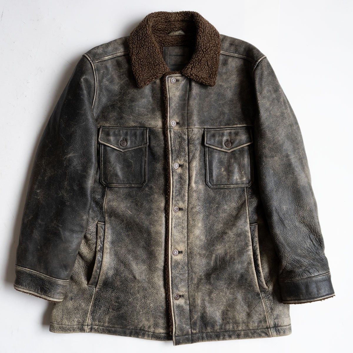 雰囲気抜群】OLD GAP【エイジング加工 レザー ムートン ジャケット