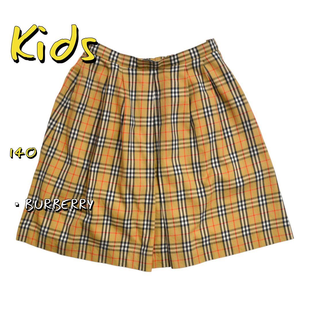 バーバリーキッズスカート 未使用近 美品 ノバチェック ベージュ140前後 BURBERRYバーバリー キッズ140 コットン製ノヴァチェック柄ウエスト