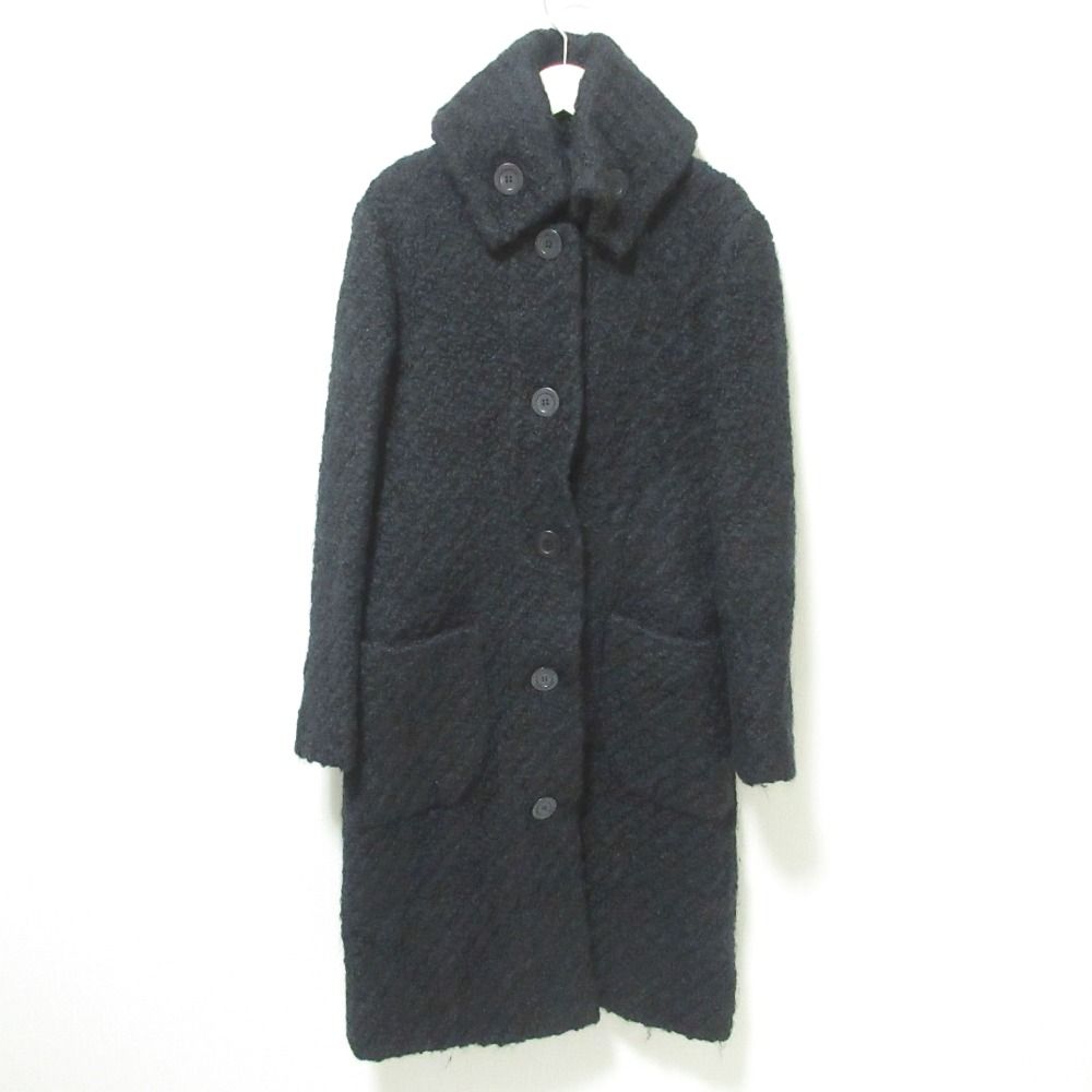 美品 cacharel キャシャレル ツイード ロングコート ブラック