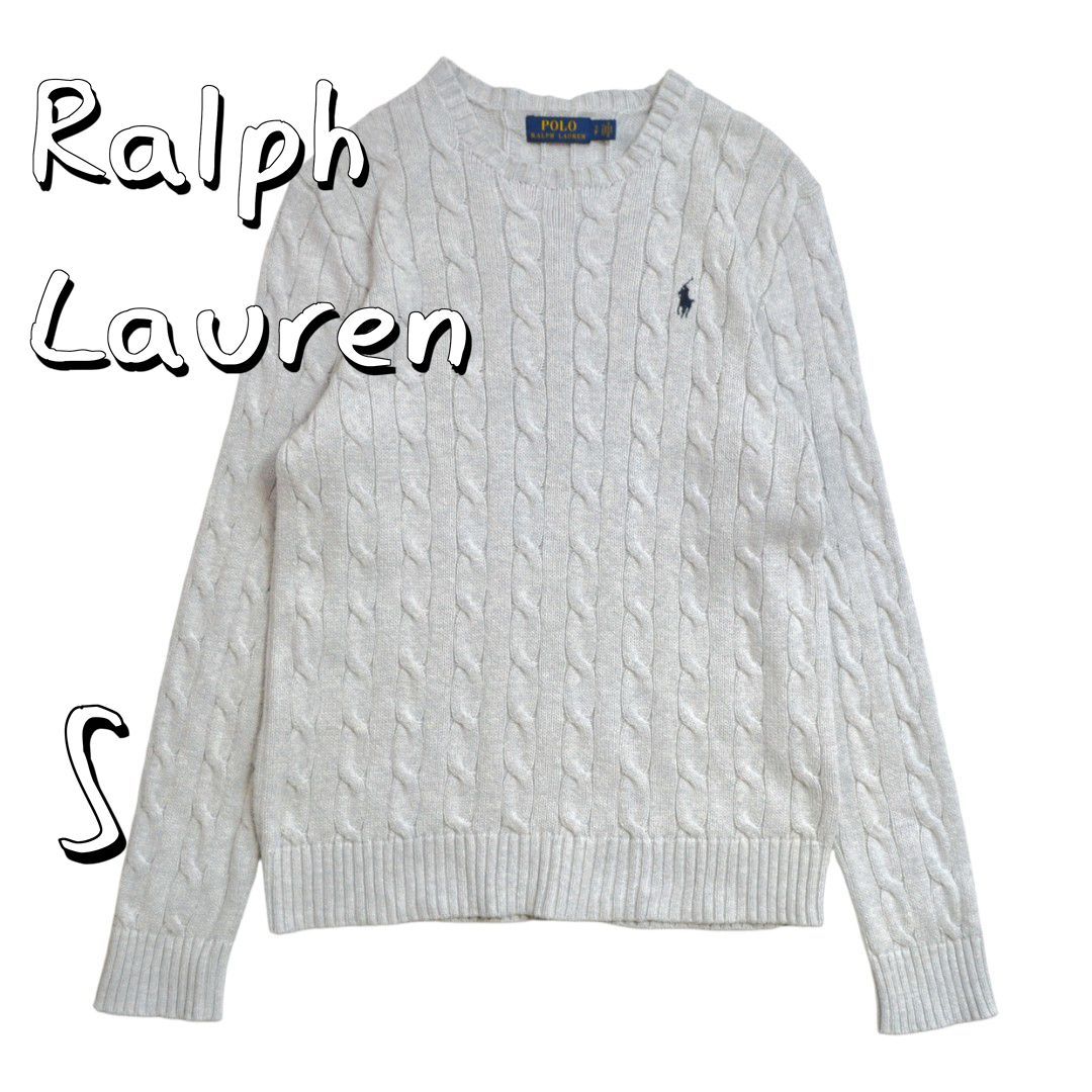 Ralph Laurenラルフローレン コットン混 胸ポニー刺繍 ケーブルニット