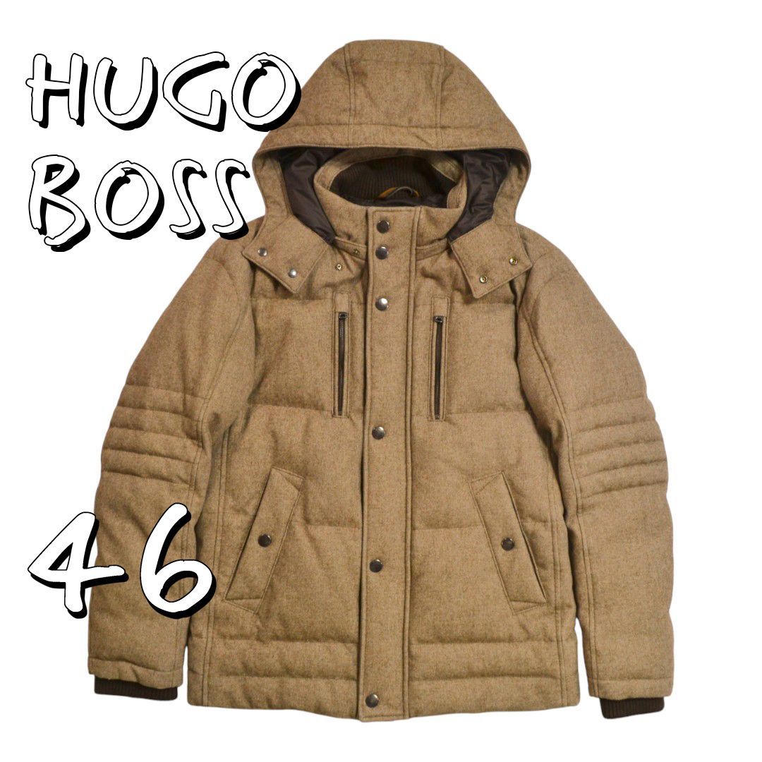 極美品】HUGO BOSSヒューゴボス DERY2ウール混ツイードフード着脱