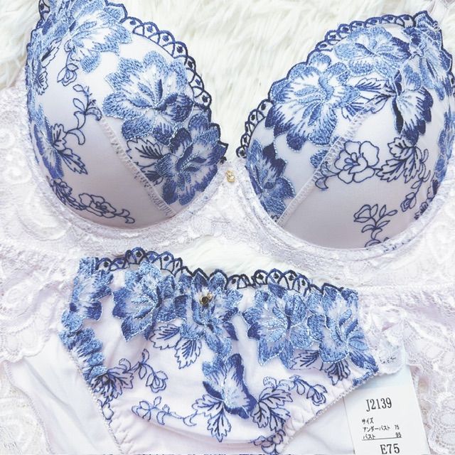 ブラショーツセット E75 ソフトワイヤー 豪華刺繍 花柄刺繍 レース