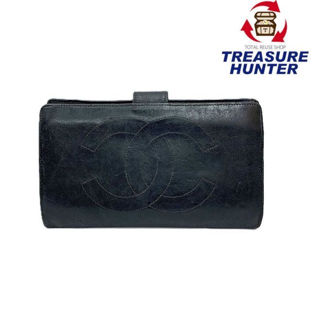 CHANEL(シャネル) ココマーク がま口 二つ折り長財布 ラムスキン