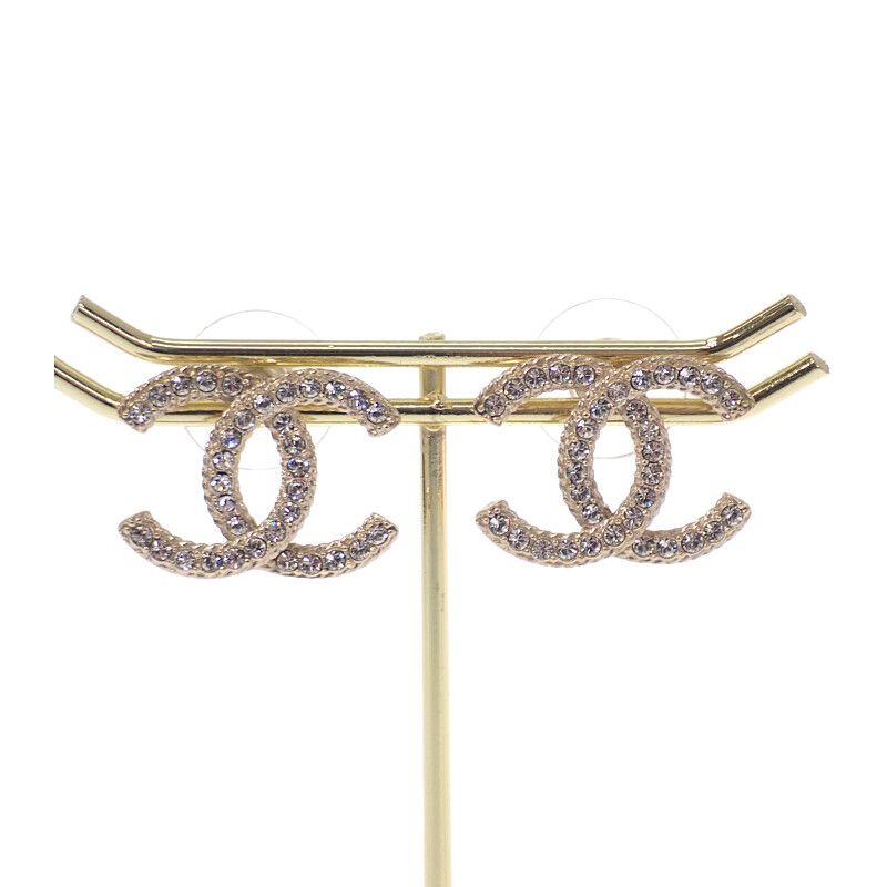 シャネル CHANEL ココマーク ピアス メタル ストラス ゴールド