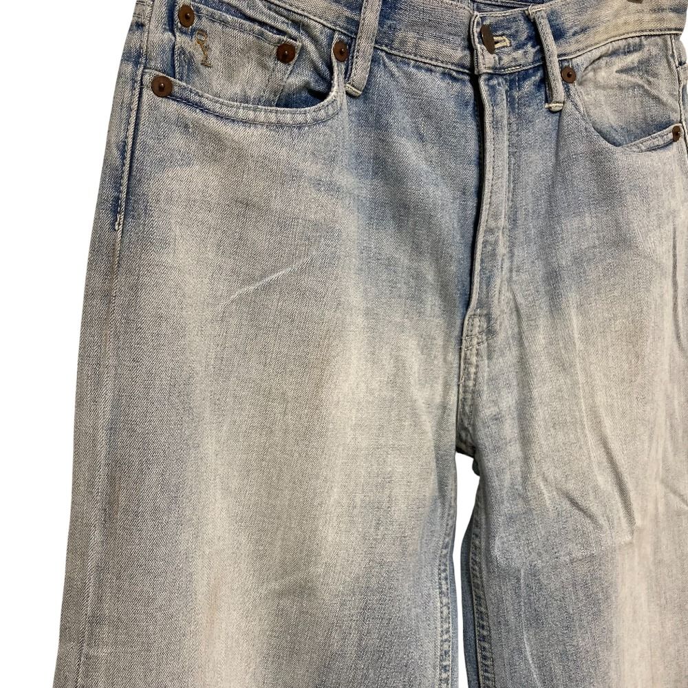 良品 RALPH LAUREN ラルフローレン ワイドデニムパンツ サイズ27 ライトブルー レディース 古着 中古 USED