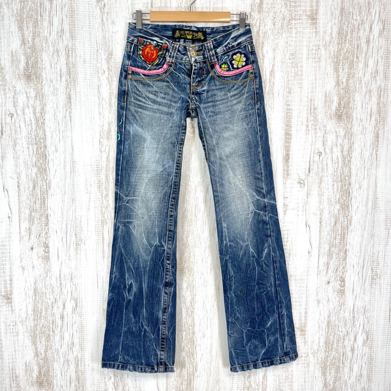 RED PEPPER レッドペッパー 刺繍 ワッペン バラ ツバメ ダメージ加工