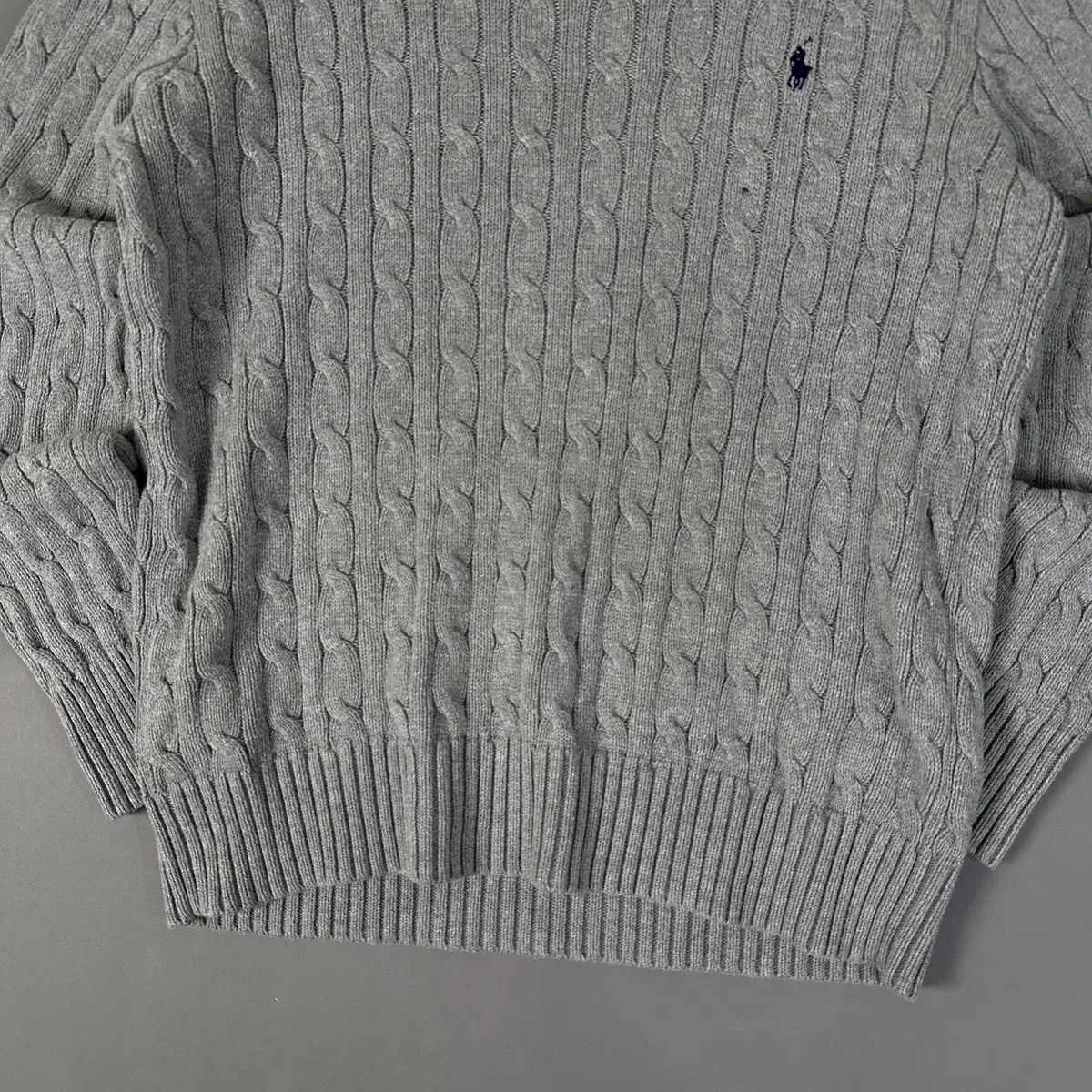 ポロラルフローレン ケーブル編み ニット グレー L 031805 - メルカリ