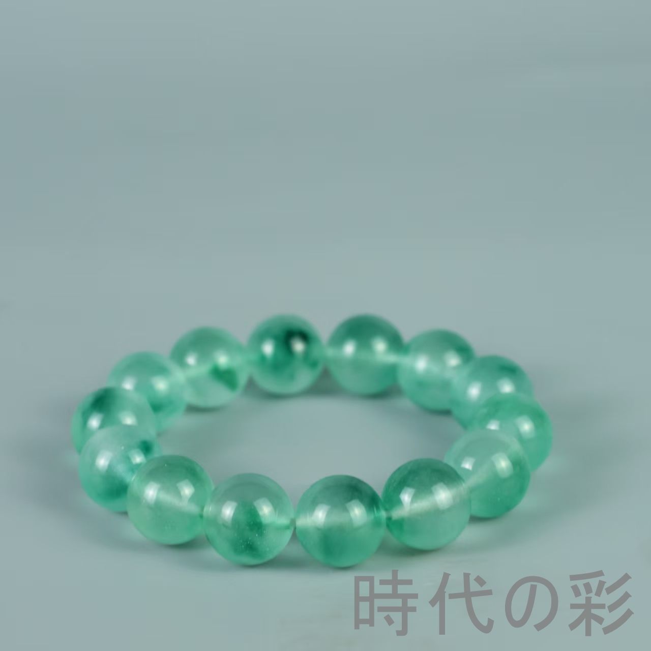 【翡翠 手串】中国古美術 玉器 高氷種調 氷透け感 17mm ブレスレット 翡翠調 手彫り 開運 收藏品 R08012120