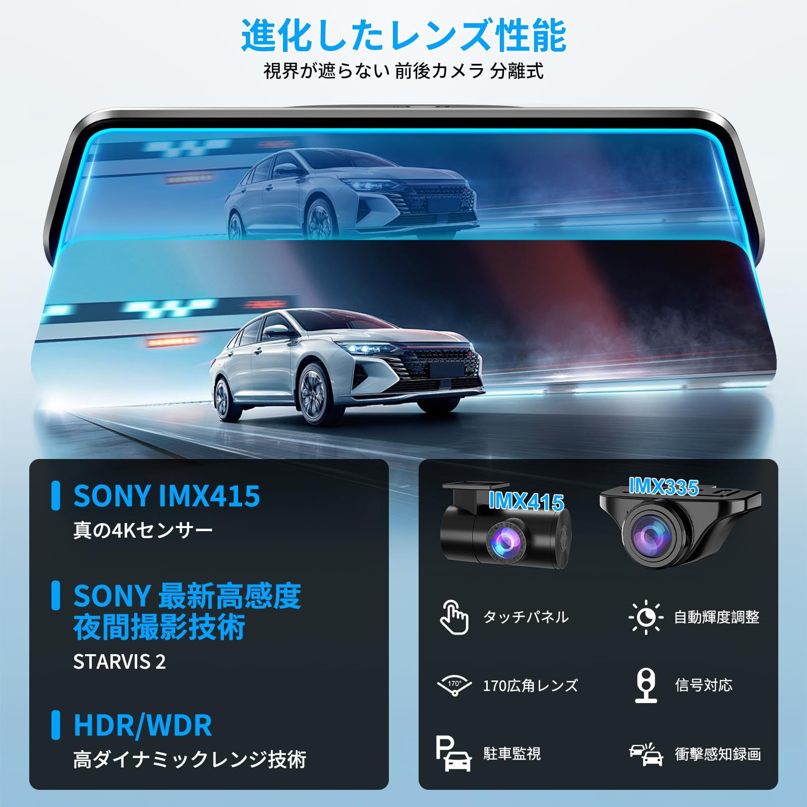 ミラー交換 前後カメラ 分離式 ドライブレコーダー ミラー型 64GBカード Amazon.co.jp: KASUVAR 純正交換ミラー型ドライブレコーダー 前後