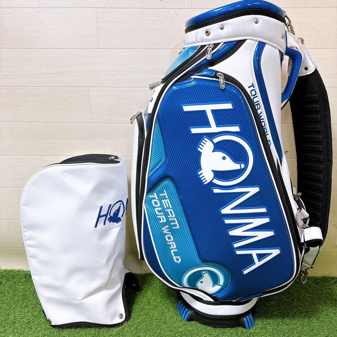 【送料込み】HONMA エナメル　ゴルフバッグ　最短発送 Mホンマ 高級エナメル 3点式 キャディーバッグ ゴルフクラブケース
