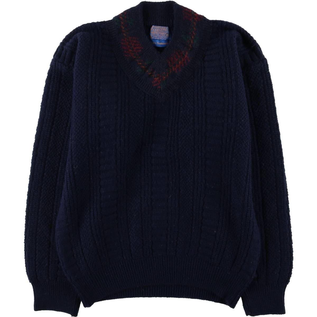 古着 70年代 PENDLETON Country Traditionals Vネック ウールニット 