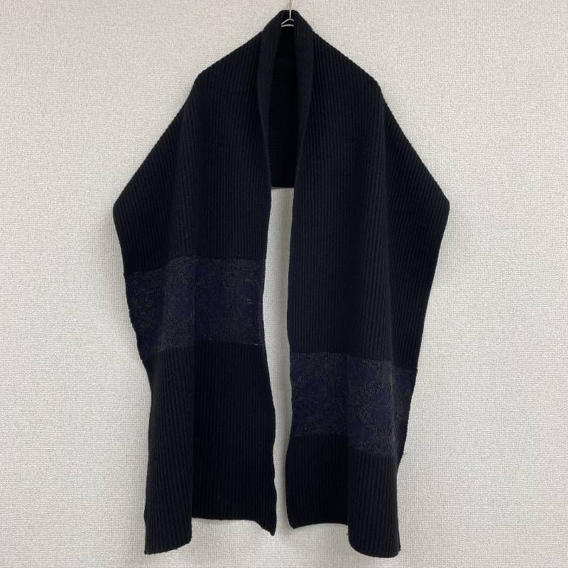 DRIES VAN NOTEN 大判無地　ブラックマフラー DRIES VAN NOTEN ドリスヴァンノッテン マフラー ストール 総柄切替