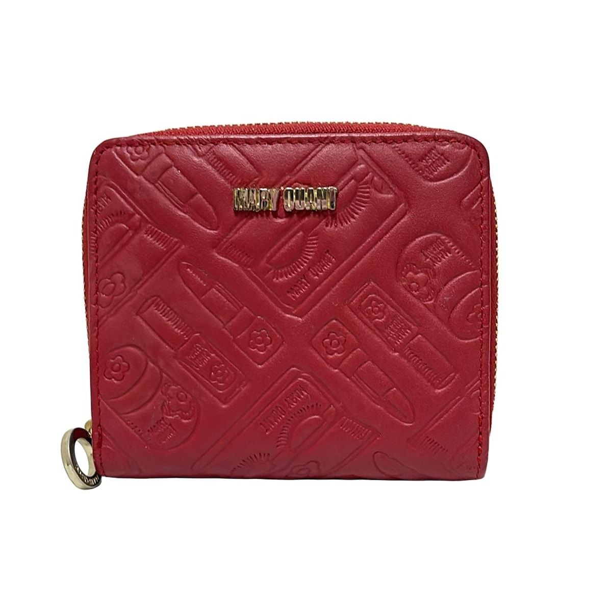 MARY QUANT(マリークワント) 2つ折り財布 - レッド 型押し加工