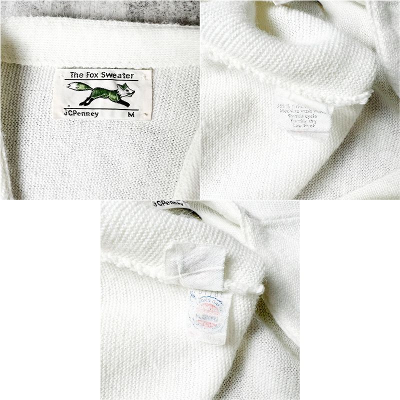 80s USA製 THE FOX 無地 アクリル ニット カーディガン M / 80年代