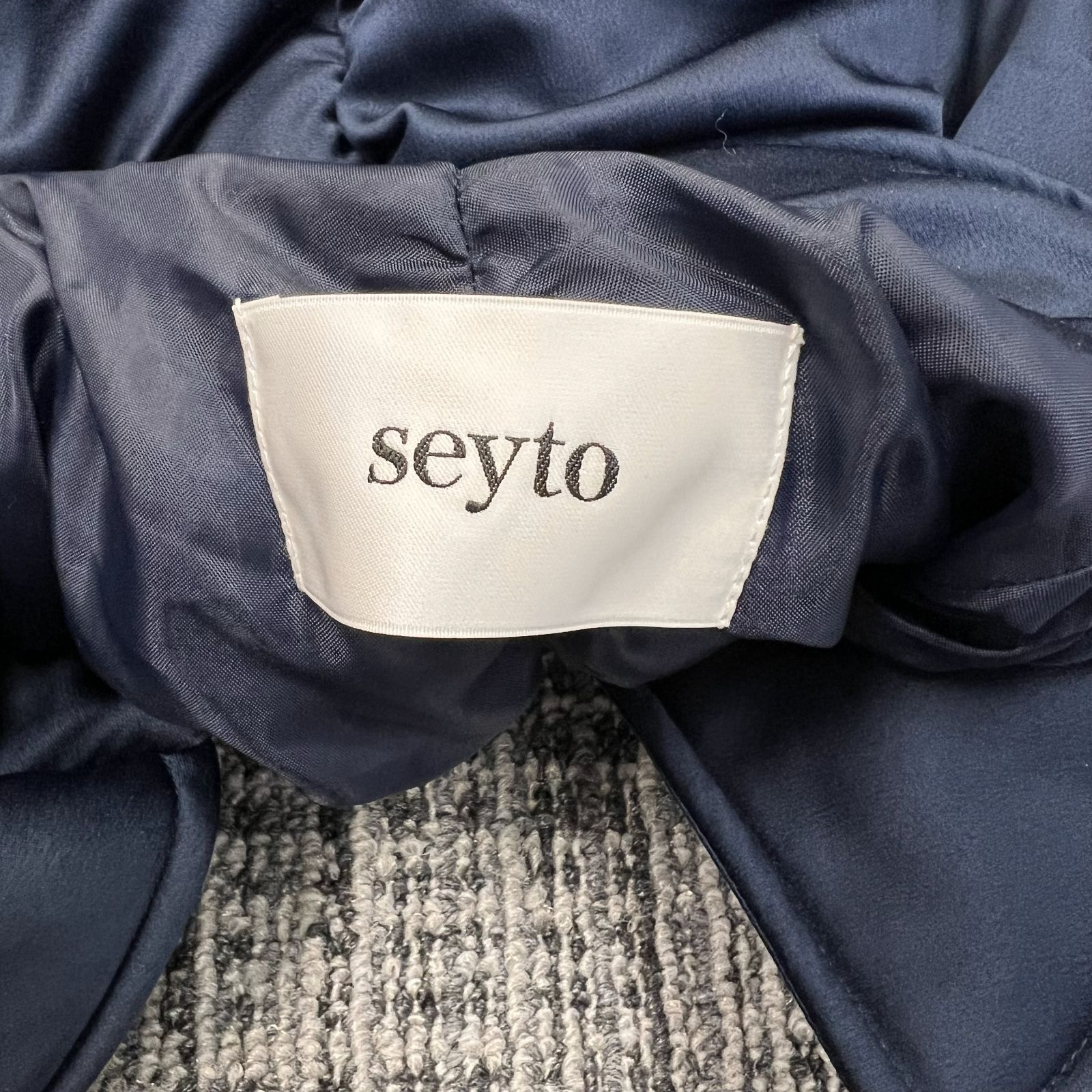seyto サテンギャザーブルゾン ジップブルゾン パファージャケット 