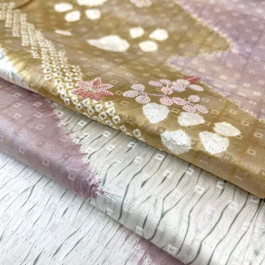 はなです❣️ 【着物と帯 時流】K25939ts◆正絹 小紋◆前幅広め 着物と帯 時流】H24915s◇正絹 訪問着◇未使用品 相良刺繍 杢目絞り