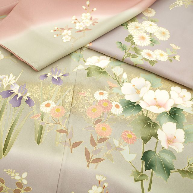 新古品】 訪問着 着物 フォーマル 正絹 袷 金駒刺繍 金彩加工 手描き