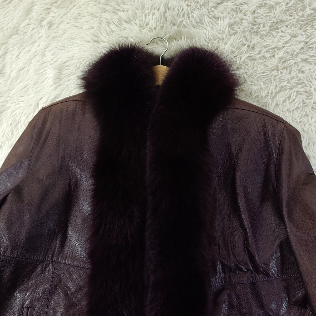 裾周り227cm レザー&ファーコート フォックスファー ニナリッチ リアル