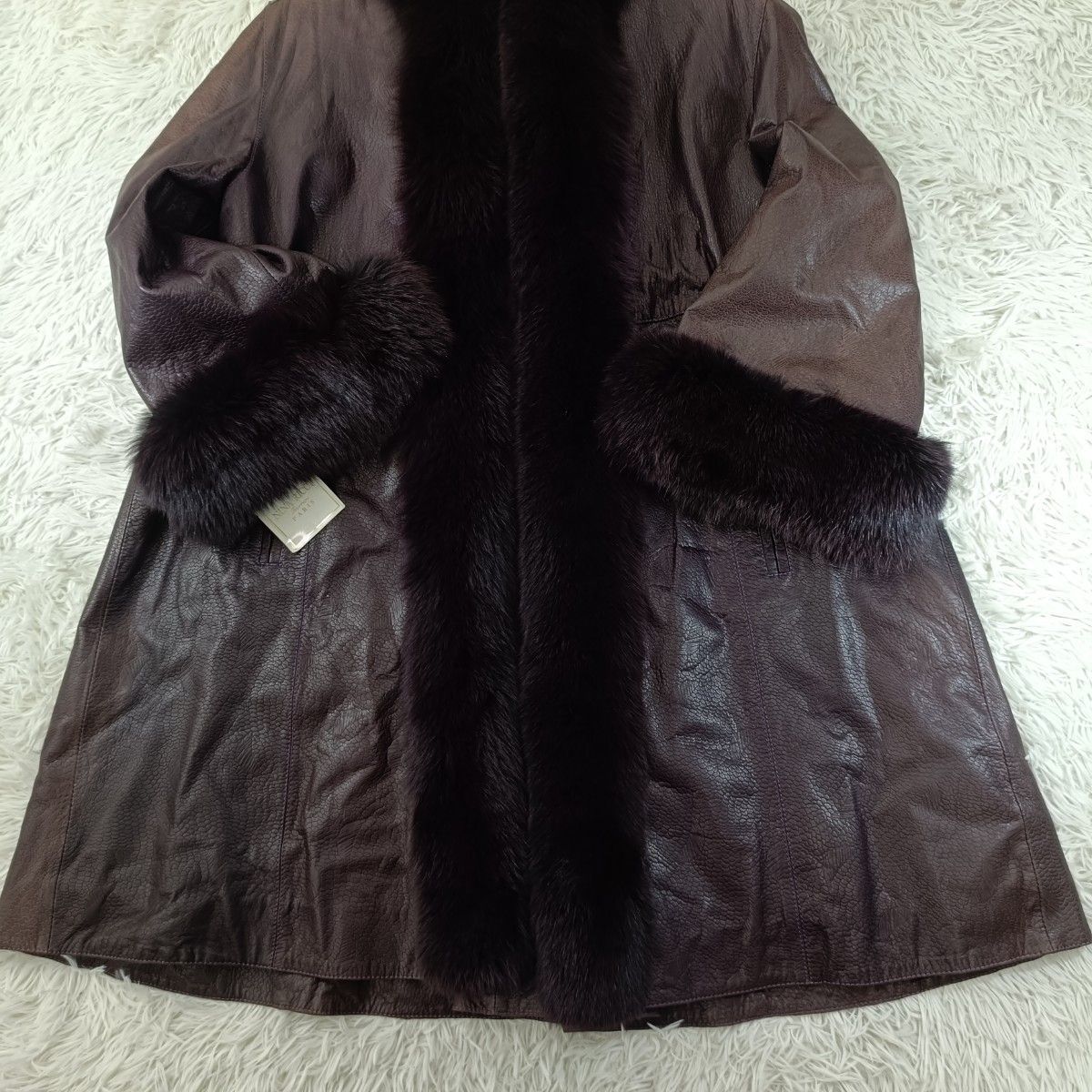 裾周り227cm レザー&ファーコート フォックスファー ニナリッチ リアル