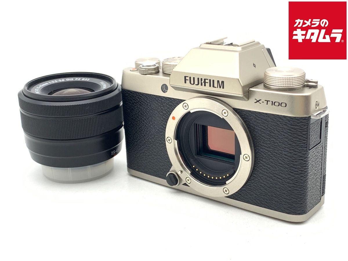 中古】 【並品】 フジフイルム X-T100 レンズキット シャンパン