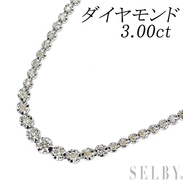 K18WG ダイヤモンド テニス ネックレス 3.00ct - メルカリ