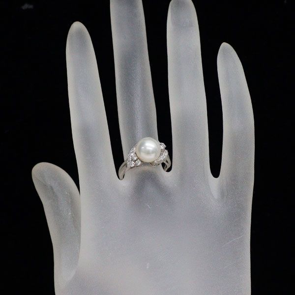 ミキモト Pt900 アコヤ真珠 ダイヤモンド リング 径約9.0mm D0.24ct