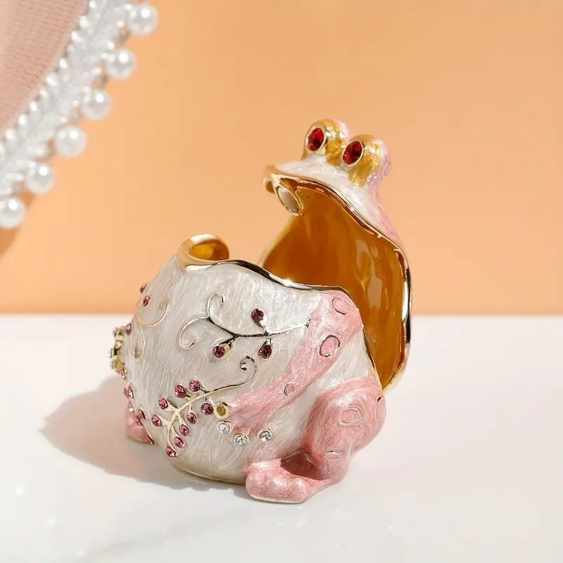 新品 ヴィンテージスタイル手描きエナメルカエルジュエリーボックス