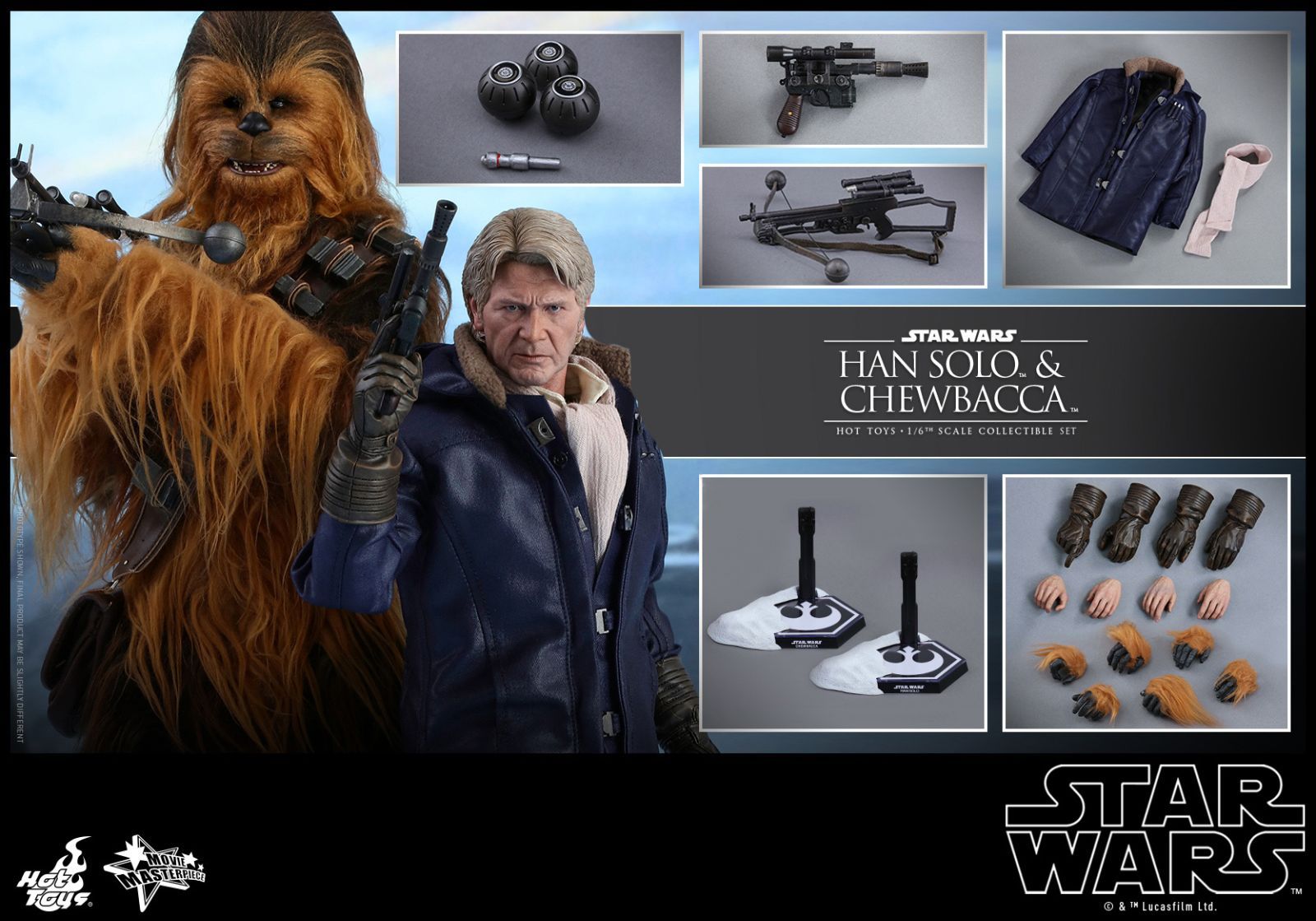 【ホットトイズ】 スターウォーズ／フォースの覚醒1/6ハン・ソロ＆チューバッカ ホットトイズ ムービー・マスターピース スター・ウォーズ/フォースの