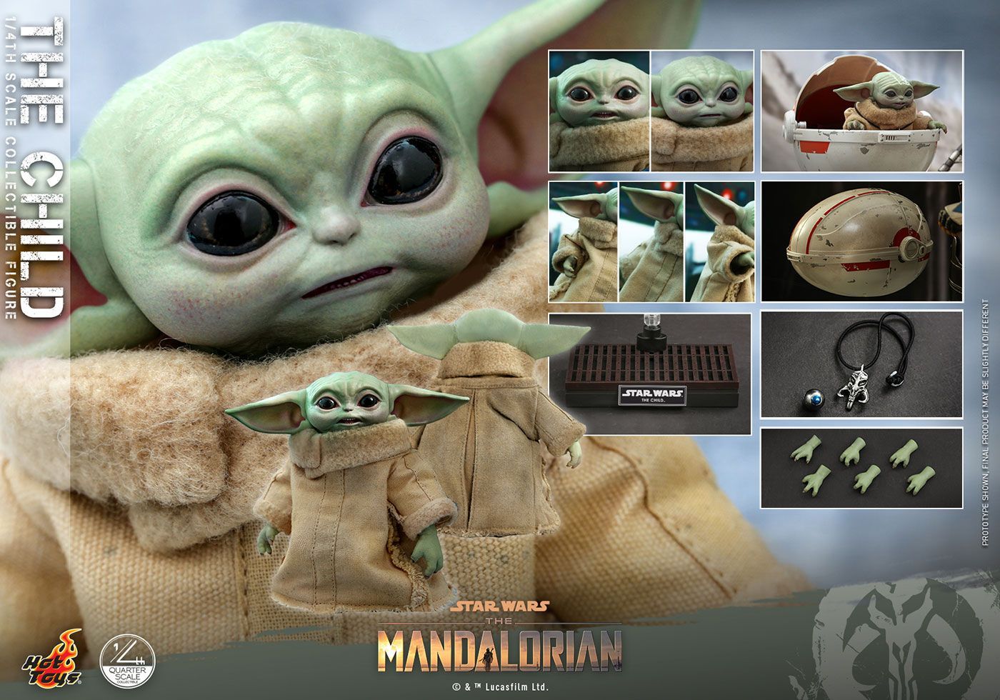 N*s様 ホットトイズ QS018 マンダロリアン フィギュア ザ・チャイルド ホットトイズ クオーター・スケール マンダロリアン 1/4スケール