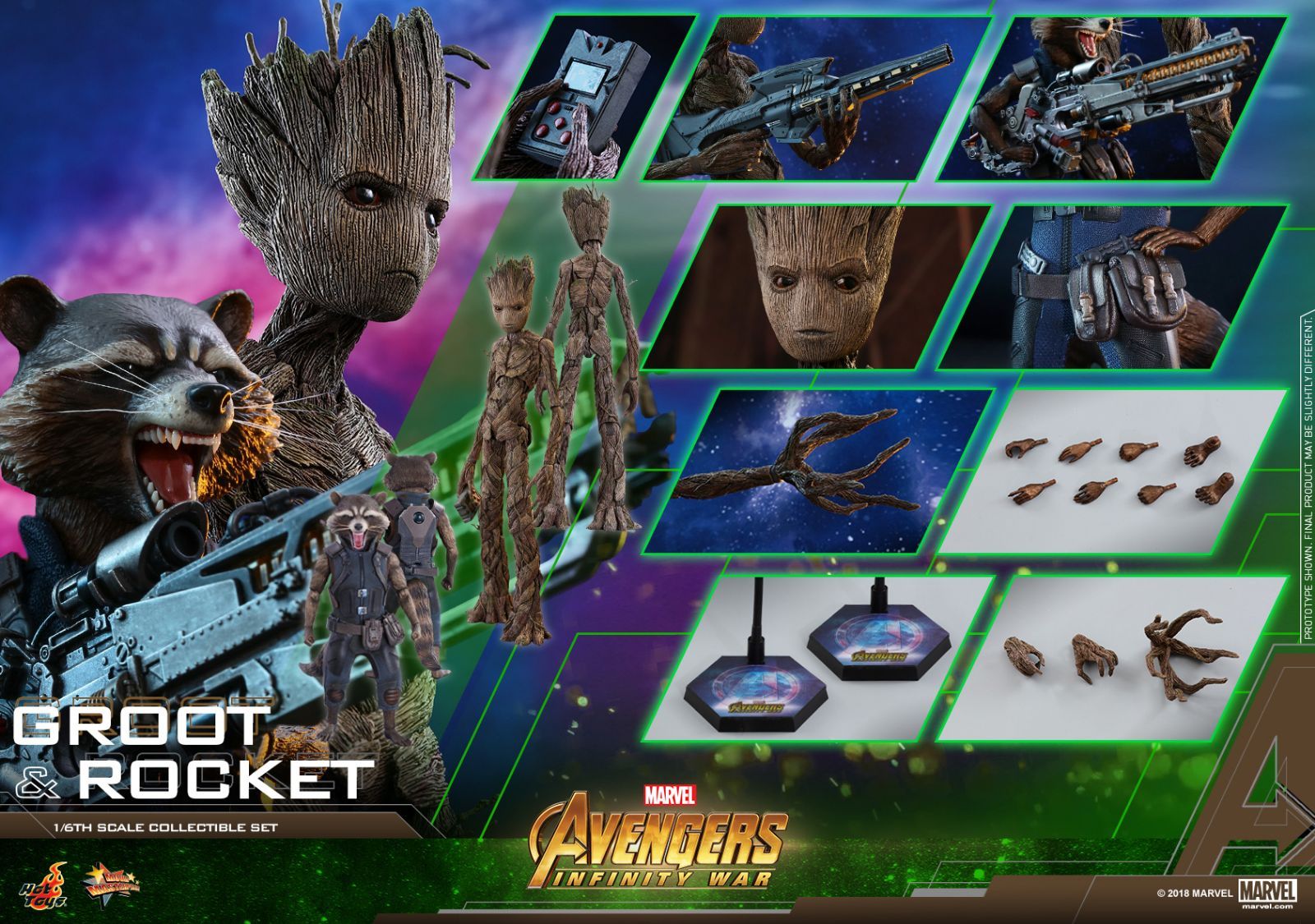 アベンジャーズ インフィニティウォー 1/6 グルート＆ロケット ホットトイズ ホットトイズ ムービー・マスターピース アベンジャーズ