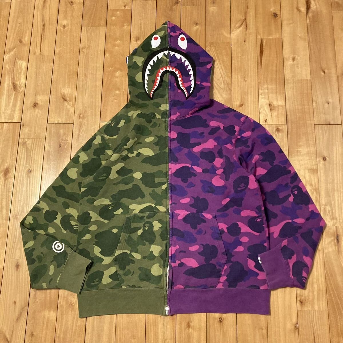 ☆XL☆ Purple camo Green camo シャーク パーカー shark full zip