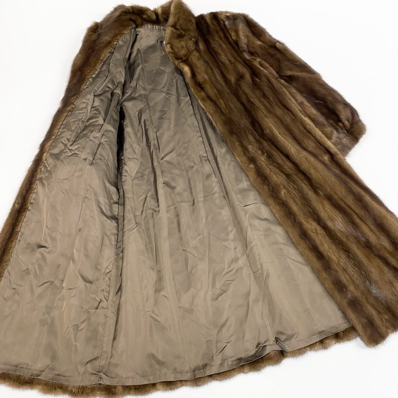 16a21 銀サガ デミバフミンク 丈約110cm 超ロングコート サイズ11 茶系