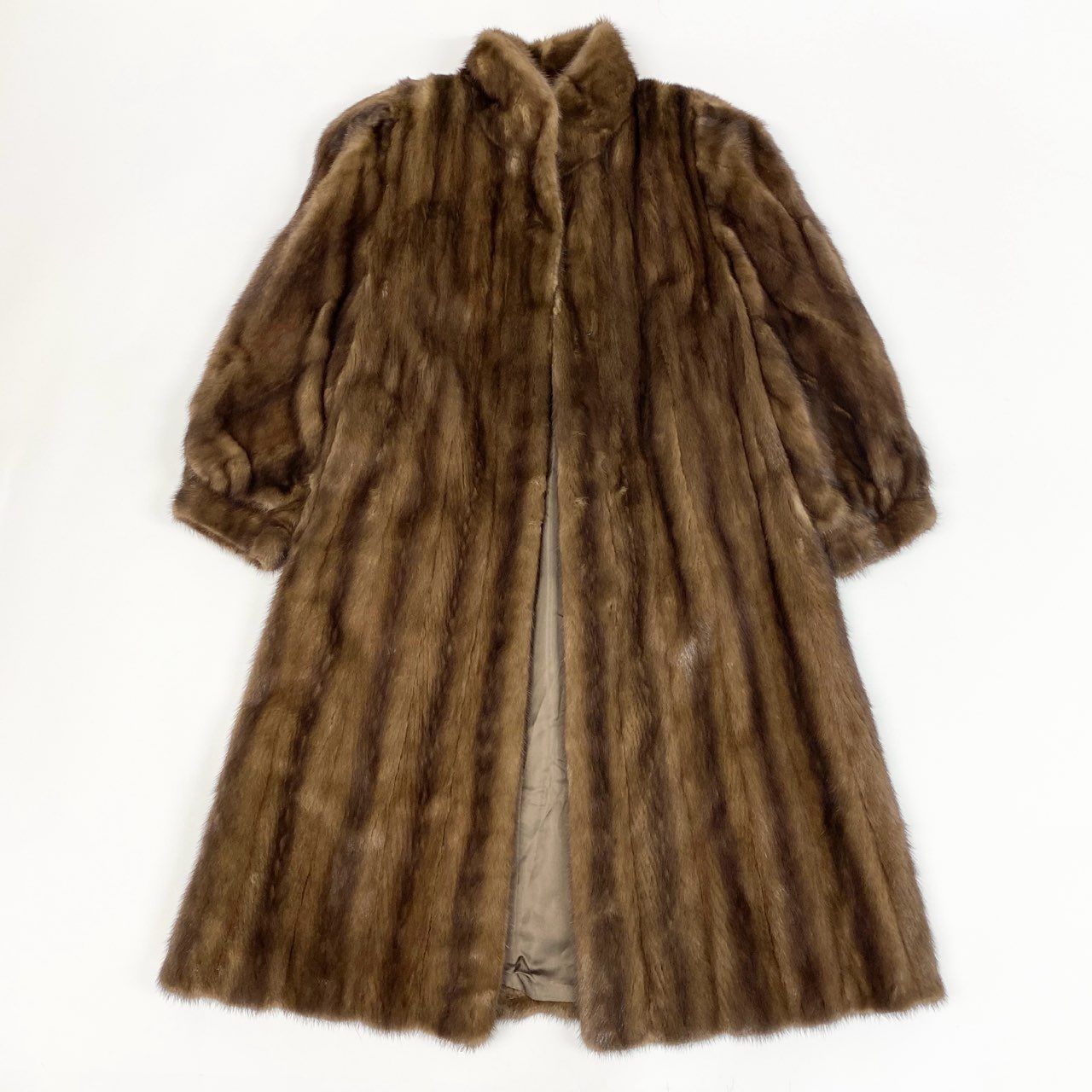 16a21 銀サガ デミバフミンク 丈約110cm 超ロングコート サイズ11 茶系