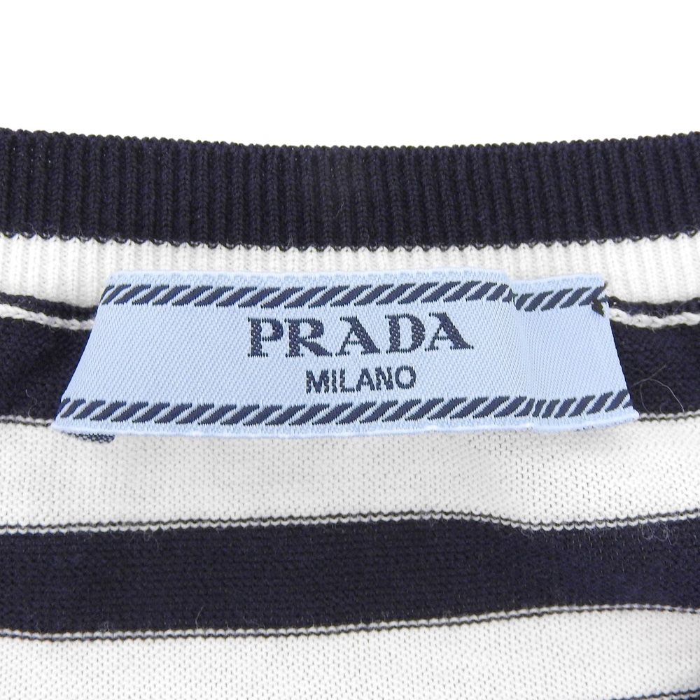 PRADA プラダ ボーダー 半袖 コットンTシャツ トップス レディース  