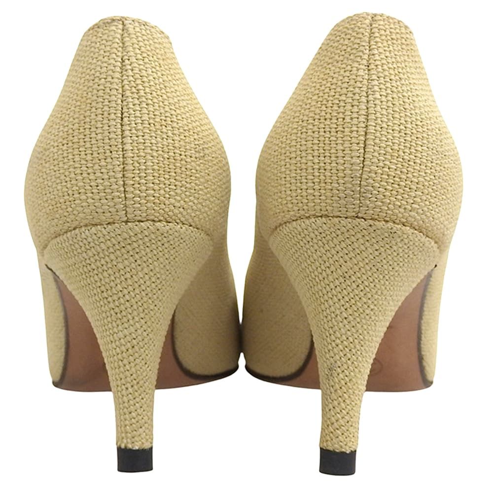 CHANEL ハイヒール・パンプス 36 バイカラー　シェブロン　ベージュ/黒 脚を長く、足先を小さく見せる！シャネルのベージュ×黒バイカラー