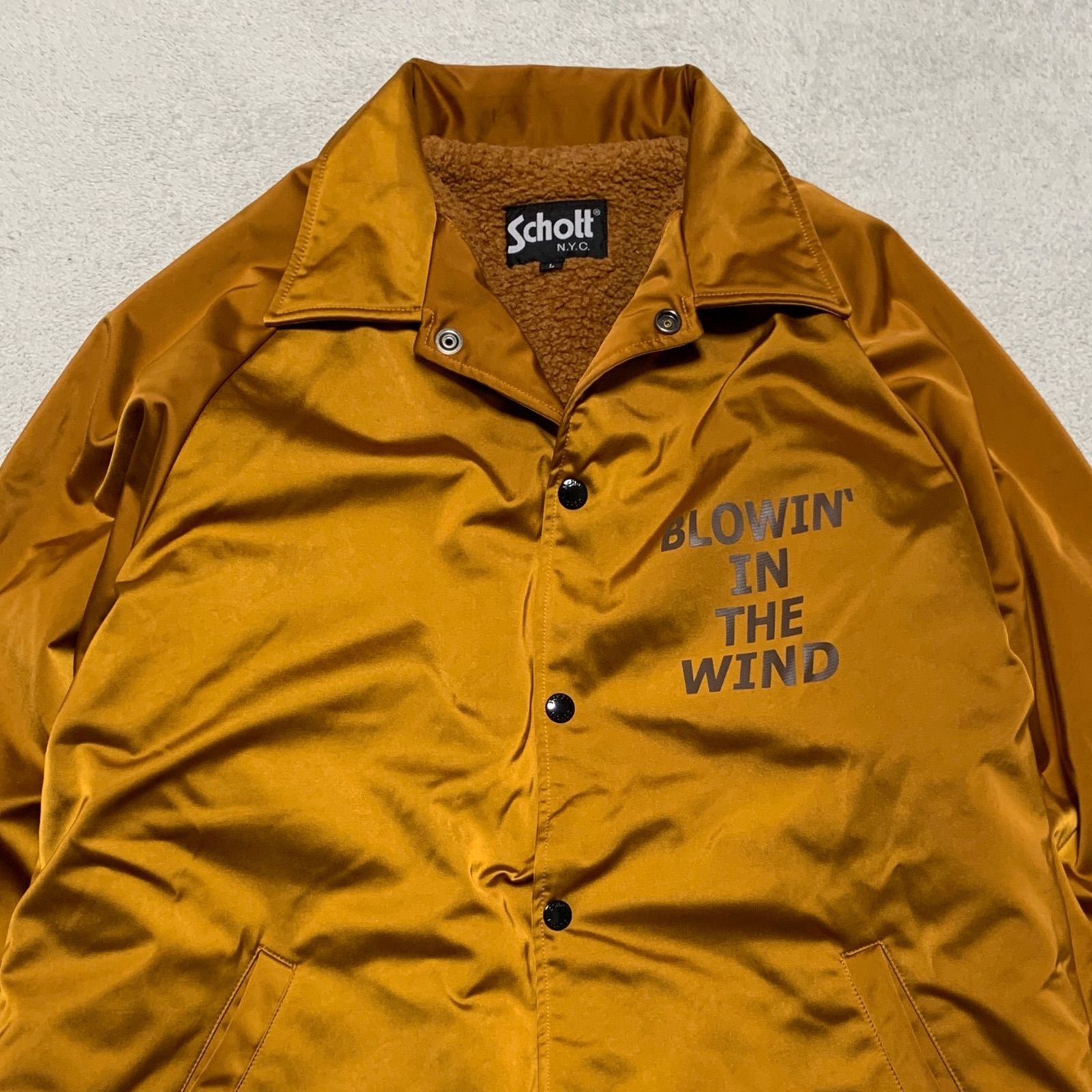 SCHOTT コーチジャケット ナイロンジャケット 裏ボア 両面プリント L