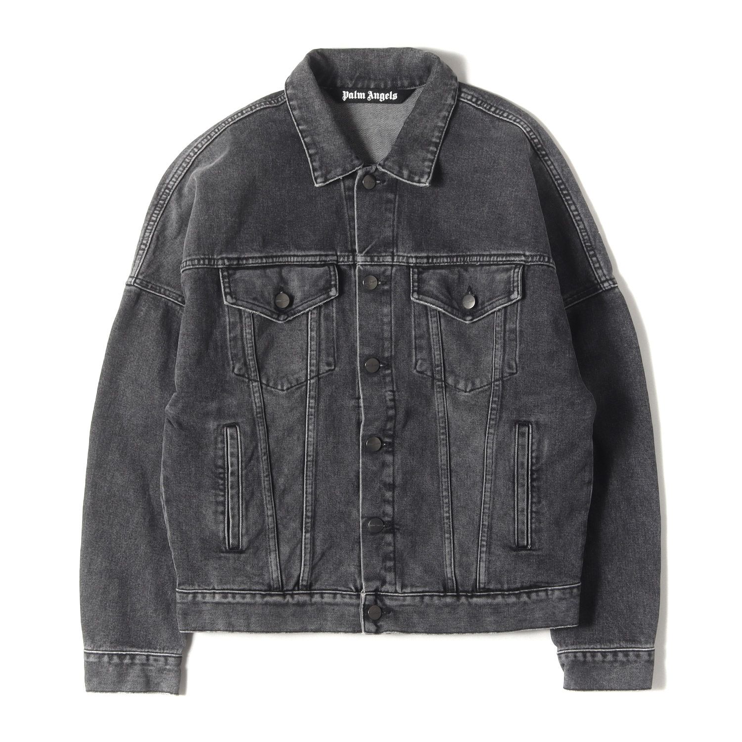 美品 Palm Angels パームエンジェルス デニムジャケット　Mサイズ 美品】Palm Angels パーム エンジェルス ジャケット ブラック 黒
