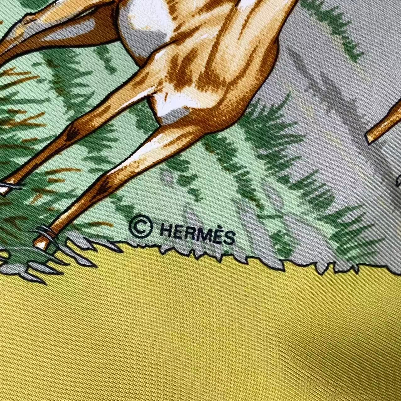 未使用　エルメス　スカーフ　カレ　90 タンザニア　グリーン　箱付き 新品同様 HERMES エルメス スカーフ シルク100％ カレ90 Tanzanie