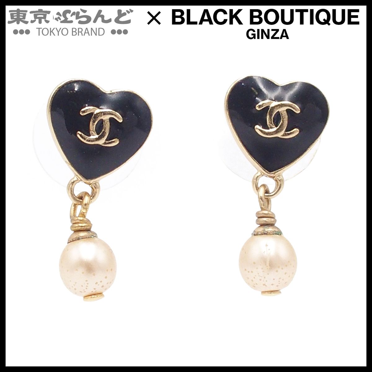 シャネル CHANEL スイングピアス ゴールドxブラック メタル 